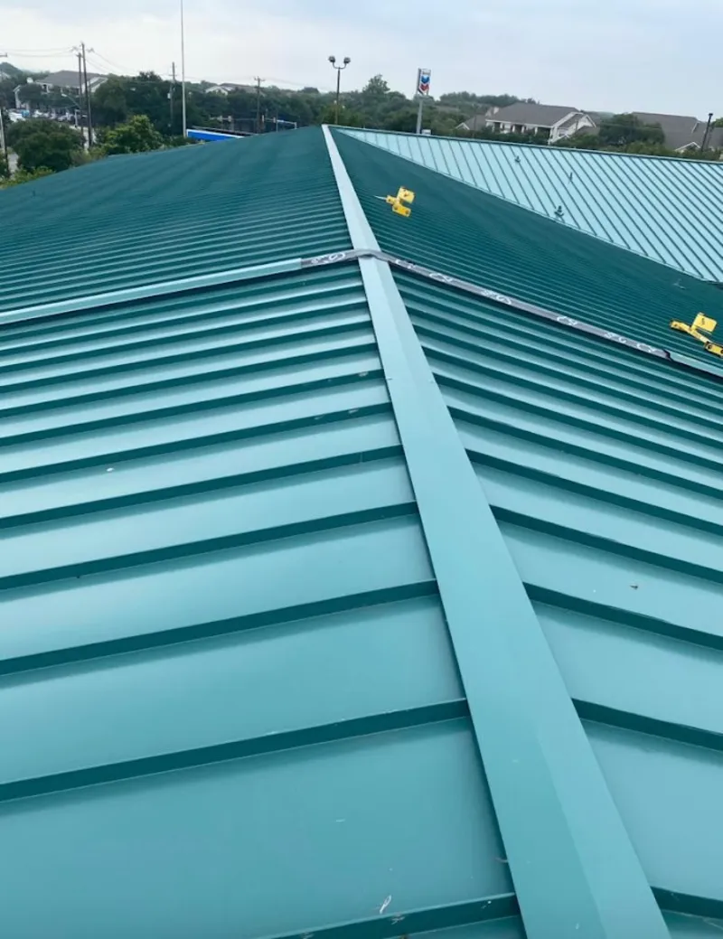 Green commercial metal roof ridge and valley for Metal Roof Repair in Grove City